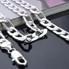 925 Sterling Silver Compated 8mm 16 '' 18 '' 20 22 '' 24 '' Flat Chain Necklace Mens N2517