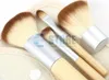 New Hot 1set / 4pcs Bambou Professionnel Poudre Blush Brosse Soins Du Visage Beauté Du Visage Cosmétique Stipple Fondation Brosse Outil De Maquillage, wu