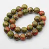 Натуральный драгоценный камень Unakite 14 мм круглые шарики для DIY, делающих обаяние ювелирные изделия ожерелье браслет свободных 28 шт. Каменные бусины для оптовых
