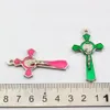 42 sztuk dwustronny szkliwo Jezus Cross Crucifix Charms na biżuterię do produkcji bransoletka Naszyjnik Ustalenia 50 * 27mm