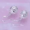 Fashion Pretty Explosion models in Europe and America Fashion Shine Hollow Ball 925 Silver Earrings silver earrings 1237
