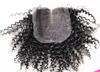 6a jakość Afro Kinky Curly Zamknięcie 4 * 4 Top Zamknięcie Ludzkie Włosy Trzy / Środkowe / Bezpłatne Część Szwajcarska Koronka Top Zamknięcie Dziewiczy Włosy Głębokie