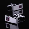 High Quality Crystal Silver Cufflink for Shirt French Cufflinks Fathers Day Gifts for Men Jewelry Wedding Cuff Links W134
