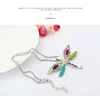 NEW punk style fashion 18KGP / 925 silver lifelike Drip Rainbowful Dragonfly shape jewelry set alloy necklace earrings accessories for women