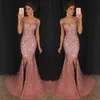 Gorgeous Sparkly V-Neck Syrenka Formalne Pagewne Suknie LXUXRY Crystal Zroszony Prom Dress Major Beading Split Sweep Pociąg Suknia