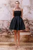2015 검은 짧은 칵테일 드레스 어린 소녀 졸업 가운 라인 깎아 지른 목 레이스 댄스 파티 드레스 특별 행사 드레스