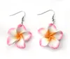 Billigaste FIMO Frangipani Flower Drop Earrings Fimo Polymer Clay Flower Fashion Earrings Plastic Flower Smycken203f