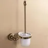 Free shipping high class space aluminum toilet brush holder and glass cup wall mount antique brush bronze