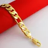 wholesale 18k yellow gold filled men's bracelet curb chains 8.3" 12mm width