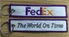 FedEx The World On Time Aviation Chaveiro Chaveiro Tecido Bordado Piloto Chaveiro 13 x 2.8cm 100 pcs lote