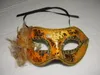 Squisita testa piatta Velluto dorato Piuma Fiori Maschera Masquerade Fiore di giglio Maschera da principessa per Lady Mix Colori 10pcslot1531062