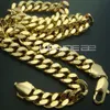 18-karatowe złoto wypełnione męskie solidne ciężkie łańcuchy długi naszyjnik krawężnik pierścień link jewell N224