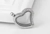 Partihandel 10st / Lot Half Rhinestones Heart Magnetic Memory Glass Floating Charm Locket Pendant