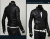 Läderjackor för män 2015 Fashion New Korean Slim Stand-up Collar Sport Jackor Mens Leather Jacket PU Motorcykel Kort Jacka Coat