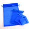 Sacchetti regalo gioielli in organza blu royal sacchetti sacchetti per bomboniere 7x9 cm 9x11 cm 13x18 cm perline 100 pz / lotto