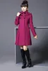 Toptan-Trençkot Bayan Bayanlar Moda Uzun Kruvaze Kış Yün Uzun Kapşonlu Ceket Giyim Q1628