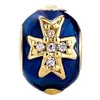 wholesale and retail Sapphire Blue Drip Gum Celtic Cross Faberge Egg charm Russion Egg Beads Fits for Bracelets