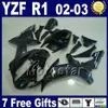 Yamaha 2002 2003 için enjeksiyon enjeksiyonları set YZF R1 mat parlak siyah kaporta parçaları 02 03 r1 kaporta kitleri R13MG 7 hediyeler