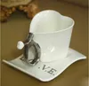 Tasse für Verliebte, Hochzeitsgeschenke, kreative romantische herzförmige Keramiktasse, Paar, Kaffeetasse, Untertasse, Liebesgeständnis, Hochzeitszubehör, C02