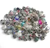 Free shipping 100pcs/lot mix style colorful rhinestone metal big hole beads & crystal glass charms fit European DIY bracelet jewelry DIY