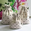Black Dot Lace Drawstring Bags 9.5x13.5cm pack of 100 Birthday Wedding Party Favor Drawstring Sack Makeup Jewelry Jute Gift Pouch