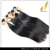 Bellahair Malezya Saç Demetleri Düz Bakire Saç Örgü İpeksi İnsan Hairextensions Atkı 10-34 inç 4 adetgrup Doğal Renk