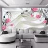 Nouveau personnalisé grande murale 3D fonds d'écran chambre salon moderne mode blanc rouge fleurs roses laiteux TV fond papier peint tissu mural