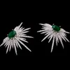 Fashion Emerald Crystals Earrings Silver Rhinestones Flower Stud Earring For Women Bridal Jewelry 2 Colors Wedding Gift For Friend