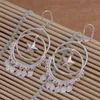 Fashion (Jewelry Manufacturer) 20 pcs a lot circle hanging heart earrings 925 sterling silver jewelry factory price Fashion Shine Earrings