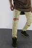 2021 hommes mode déchiré jean en détresse maigre motard fermetures à glissière conception genoux trous pantalon homme printemps automne vêtements pantalon