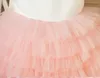 Real Prov Custom Made Flower Girl Dresses Cheap Little Pretty A Line Jewel Tiered Knee-Length Tulle Dress