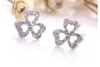 925 Sterling zilveren oorbellen mode-sieraden hartvormige gelukkige klaver kristal blink knipperen stud oorbel voor vrouwen meisjes hoge kwaliteit