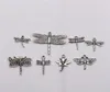 96 Uds. Colgantes de libélula mezclados de plata antigua para hacer hallazgos de joyería