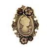 Retro Stylish Victorian Queen Lady Cameo Brosch Antik silverpläterad vacker blomma billiga broscher stift kvinnor gåva