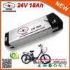 Silver Fish Aluminium Cased Electric Cykel Bike Lithium Batteri 24V Li Ion Batteripack 18Ah Li-Ion Batteri med 2A laddare