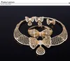 Африканские Ювелирные Изделия Ожерелье Браслет Кольцо Серьги Мода 18 К Позолоченные Красивые Кристаллические Бабочки Свадебные Аксессуары Ювелирные Изделия