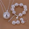 Mode Smycken Set 925 Sterling Silver Hollow Ball Necklace Armband Örhängen för Kvinnor Party Gifts Gratis frakt
