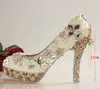 Gorgeous Shoes Luxury Elegant Rhinestone Crystal Wedding Bridal Dress Shoes Jeweled Beaded Women High Heels Evening