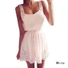 Wholesale-New Sexy Low-cut Summer Women Loose Casual Dresses Sleeveless Solid Off Shoulder Vestidos Strap Short Mini White Dress