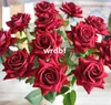 Velet Roses 50cm/19.7" Length 10Pcs/lot Artificial Single Rose Red/Pink/Wine Red/Hot Pink/Purple/Cream for Wedding Flower