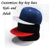 Dzieci hip hop snapback dzieci dostosowane czapki baseballowe logo haft kapelusze cukierki-kolor chłopców czapka na szczyt szczytowy kapelusz dostosowany