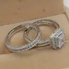 Vintage Jewelry Lovers 3CT White Topaz 10KT Weißgold Simuliertes Diamond Women Ehering Band Ring Set Größe 5-10298a