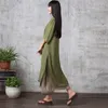 Wholesale-Fashion Cotton Linen Vintage Dress 2015 Summer Autumn Women Casual Loose O Neck Boho Long Maxi Dresses Vestidos Plus Size L-XXL