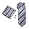 Grille gris rose soie cravate Hanky boutons de manchette hommes ensemble Jacquard tissé classique 8 5 cm largeur fête de mariage affaires N-04822431