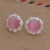 Fashion (Jewelry Manufacturer) 20 pcs a lot Flower with Pink Pearl earrings 925 sterling silver jewelry factory price Fashion Shine Earrings