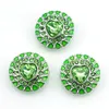 Mode 18mm Snap Knoppen Hoge Kwaliteit Groene Rhinestone Hart Metalen Clasps DIY Noosa Armbanden Verwisselbare Sieraden Accessoires