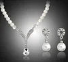 Bridesmaid Jewelry Set for Wedding Crystal Rhinestone Tear Drop-shaped Fashion Jewelry Pearl Necklace Pendan Earring Party Jewelry