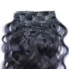 10 to 26 inches Body Wave Brazilian Non-remy Hair #1B Natural Black Color Human Hair clip in human hair extensions 100g 10pcs/Lot Full Head