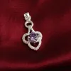gratis verzending fashion hoge kwaliteit 925 zilveren Dubbele Hart Paarse diamanten sieraden 925 zilveren ketting Valentijnsdag vakantie geschenken hot 1668