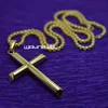 n321-Ladies Gifts Stainless Steel Gold Cross Pendant Necklace Beads Chain